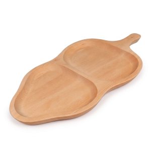 Platou din lemn pentru servire aperitive în formă de frunză - 27 x 51 cm (doua compartimente) Platou din lemn pentru servire aperitive în formă de frunză - 27 x 51 cm (doua compartimente)