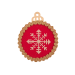 Decorațiune Crăciun - etamina cusută manual pe suport din lemn - model fulg Decorațiune Crăciun - etamina cusută manual pe suport din lemn - model fulg