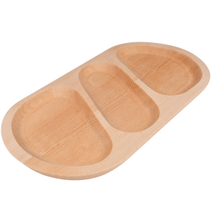 Platou din lemn cu 3 compartimente (50x27cm)