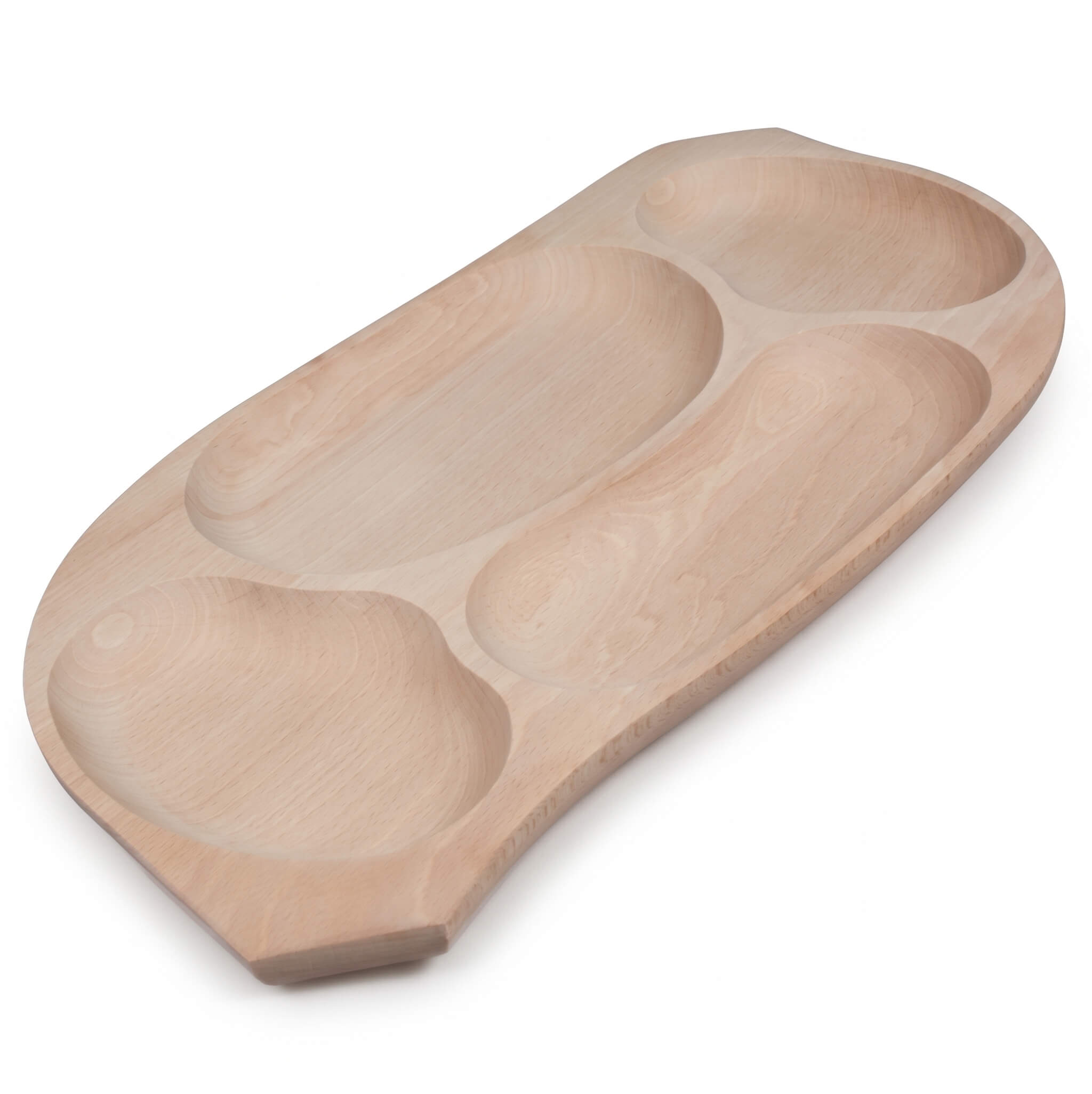 Platou din lemn cu 4 compartimente (51x29 cm) Platou din lemn cu 4 compartimente (51x29 cm)
