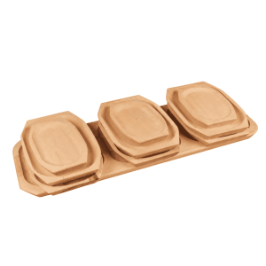 Set platouri din lemn pentru servit - 1+9 (60x21, 24x16, 18x11cm)
